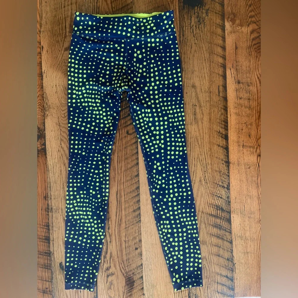 Under Armour Navy Blue & Neon Yellow Polkadot Leggings